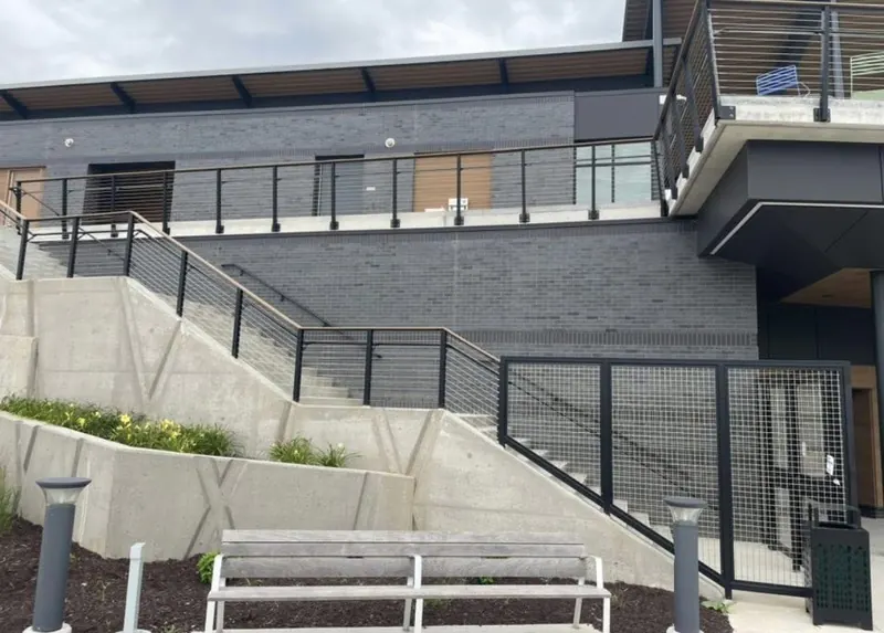 Welded steel handrail installation