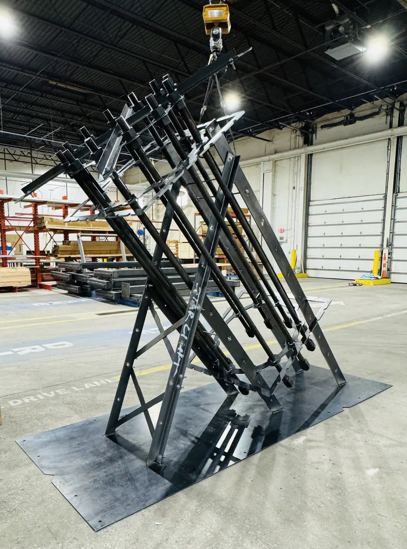 Structural steel work on a job site