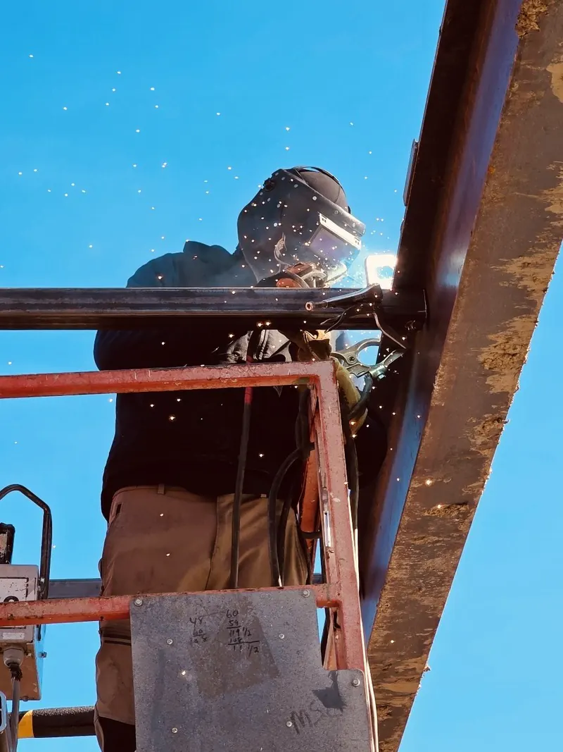 Structural steel work on a job site