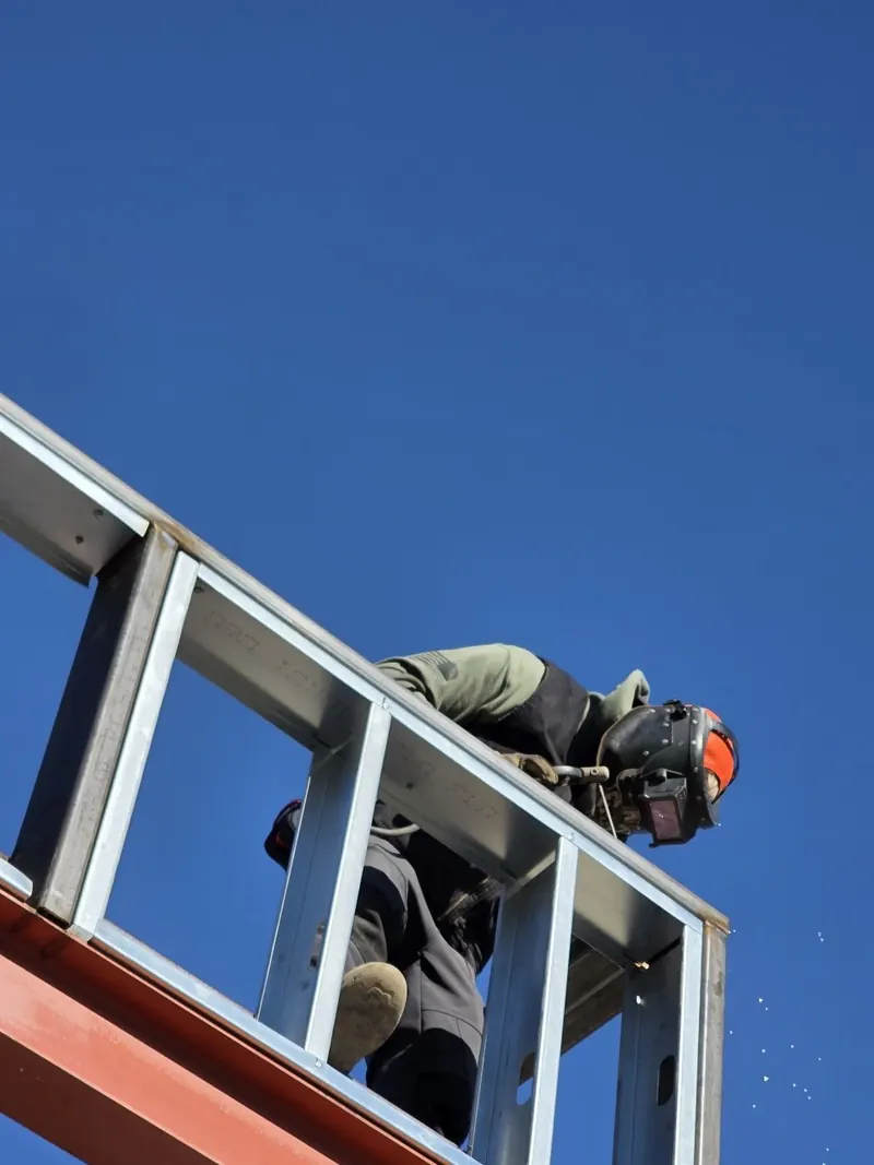 Welded steel handrail installation